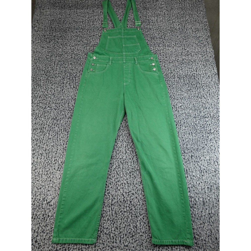 We The Free Overalls Womens S Green Cotton Straight Leg Denim Dungarees